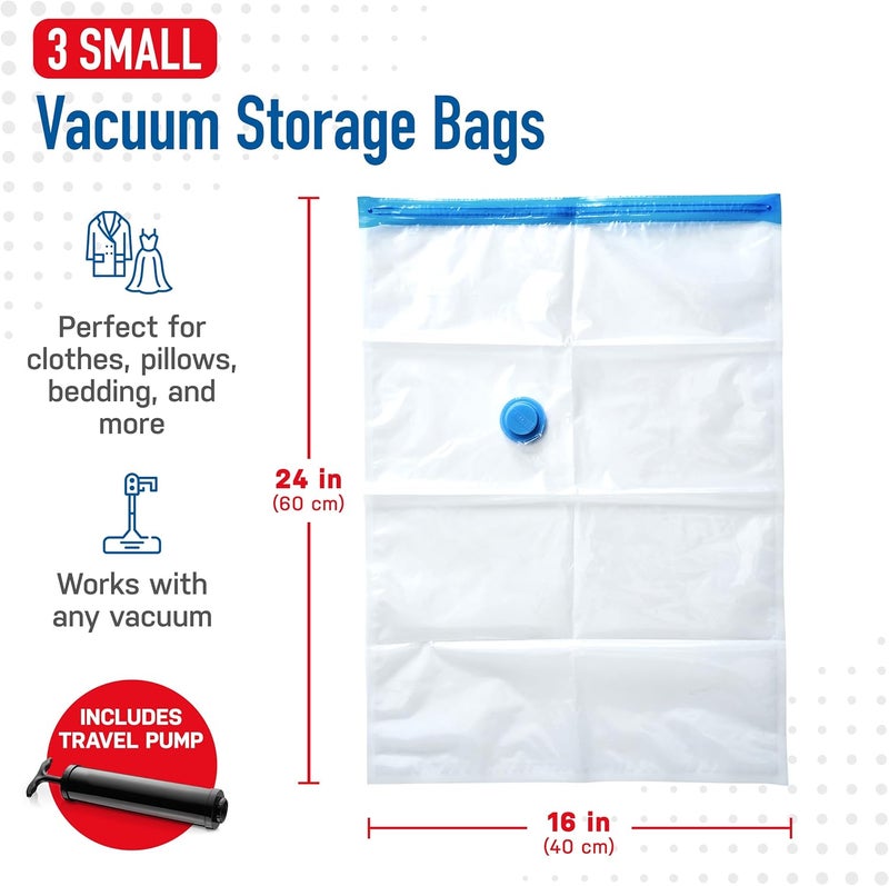Spacesaver 3 Pack Small Vacuum Storage Bags for Comforters, Blankets & Clothes – Vacuum Sealed Compression Bags with Hand Pump – Space Saver Storage Bags for Bedding, Moving, Travel & Organization - Image 3