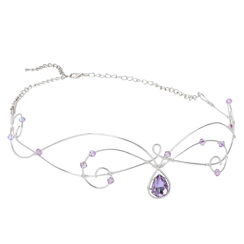 CoTeeZa Purple Elf Fairy Circlet - Handmade Celtic Crown Bride Headpiece Vintage Medieval Elven Crystal Headwear Halloween Cosplay Renaissance Costume Accessories Adult Women Fantasy Tiara - Image 1