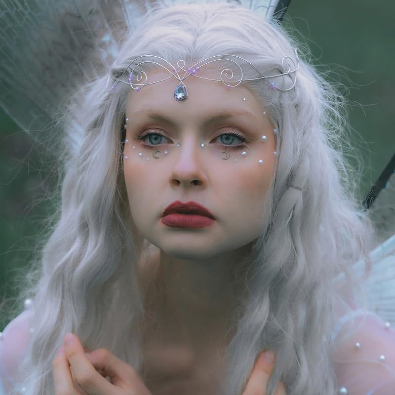 CoTeeZa Purple Elf Fairy Circlet - Handmade Celtic Crown Bride Headpiece Vintage Medieval Elven Crystal Headwear Halloween Cosplay Renaissance Costume Accessories Adult Women Fantasy Tiara - Image 3