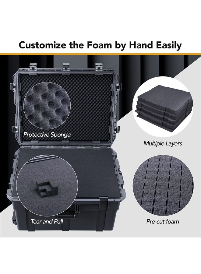 Lykus HC-7240 Large Waterproof Hard Case with Wheels and Customizable Foam, Interior Size 28.3x21.6x15.6 inch, Suitable for cameras, lenses, electronic equipment and more - Image 2