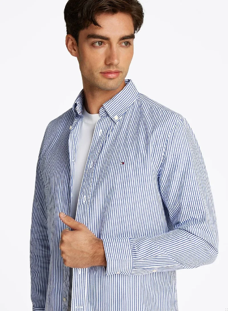 TOMMY HILFIGER TH Flex Regular Fit Stripe Poplin Shirt