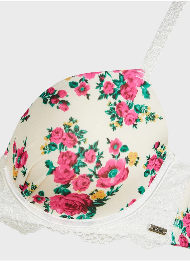 Madamelle Floral Print Push Up Bra