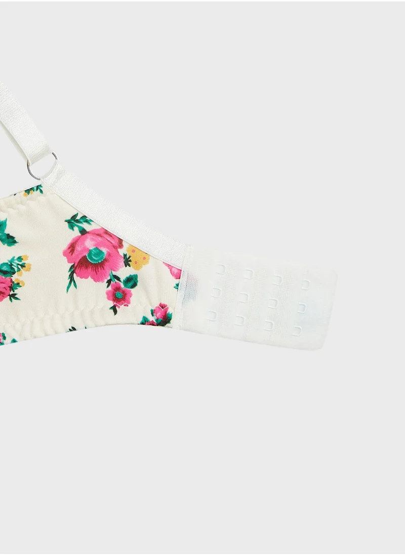 Madamelle Floral Print Push Up Bra