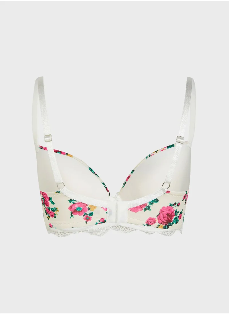 Madamelle Floral Print Push Up Bra