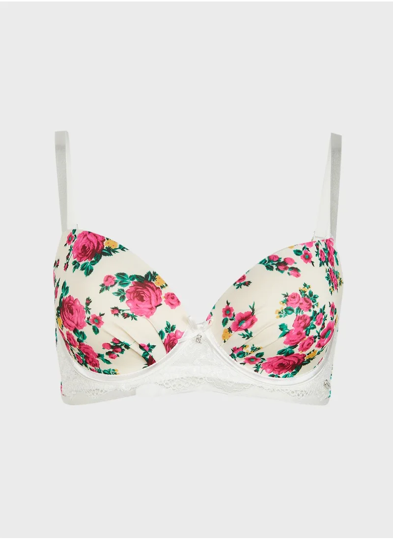 Madamelle Floral Print Push Up Bra