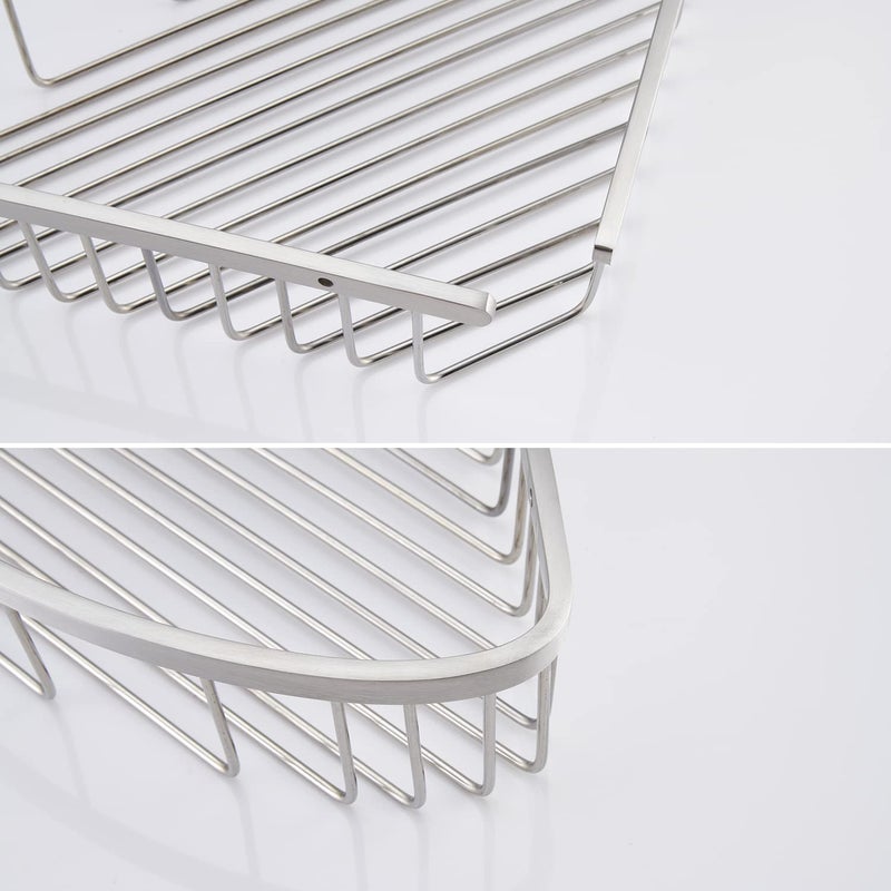 GORDEE Bathroom Shower Caddy Corner Shelf  Corner-Hollow Design  Ultra Sturdy Rust-Proof Stainless Steel Shelf Organizer Shampoo Holder  Wall Mounted Storage Rack for Bathroom  Brushed Nickel - Image 3