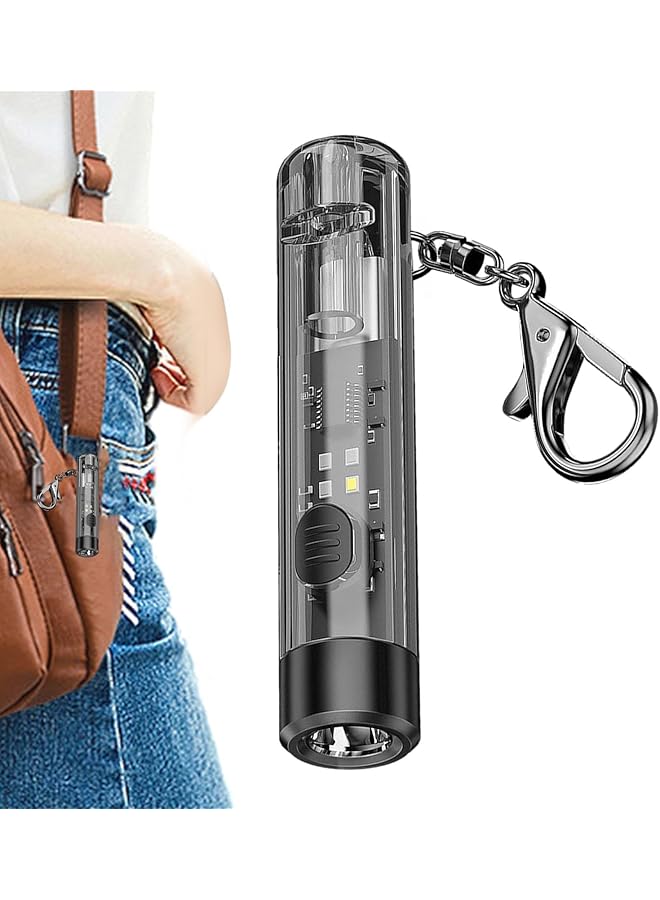 X spring Led Flashlight Keychain USB Rechargeable Keychain Flashlight Durable Waterproof Key Chain Flash Light for Everyday Use Compact and Lightweight Design Ideal for Camping Hiking - Image 1