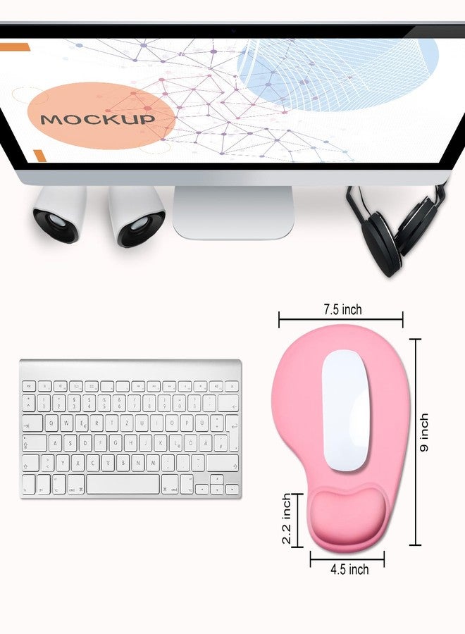 JIKIOU Mouse Pad, 2 Pack Ergonomic Mouse Pads with Comfortable Gel Wrist Rest Support and Lycra Cloth, Non-Slip PU Base for Easy Typing Pain Relief Durable and Easy to Clean Small Pink - Image 3