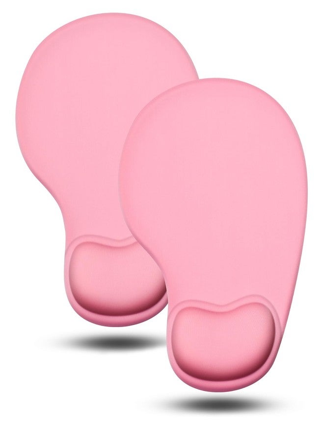 JIKIOU Mouse Pad, 2 Pack Ergonomic Mouse Pads with Comfortable Gel Wrist Rest Support and Lycra Cloth, Non-Slip PU Base for Easy Typing Pain Relief Durable and Easy to Clean Small Pink - Image 1