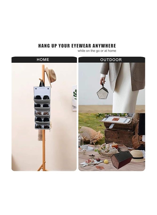 منظم نظارات شمسية بخمسة فتحات حقيبة سفر للنظارات صندوق تخزين متعدد الأزواج حامل للنظارات معلّق - Image 3