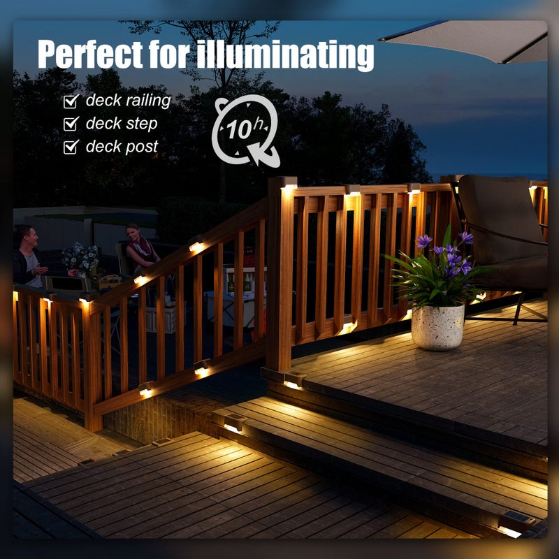 SOLPEX Solar Deck Lights Outdoor 16 Pack, Solar Step Lights Waterproof Led Solar lights for Outdoor Stairs, Step , Fence, Yard, Patio, and Pathway(Warm White) - Image 2