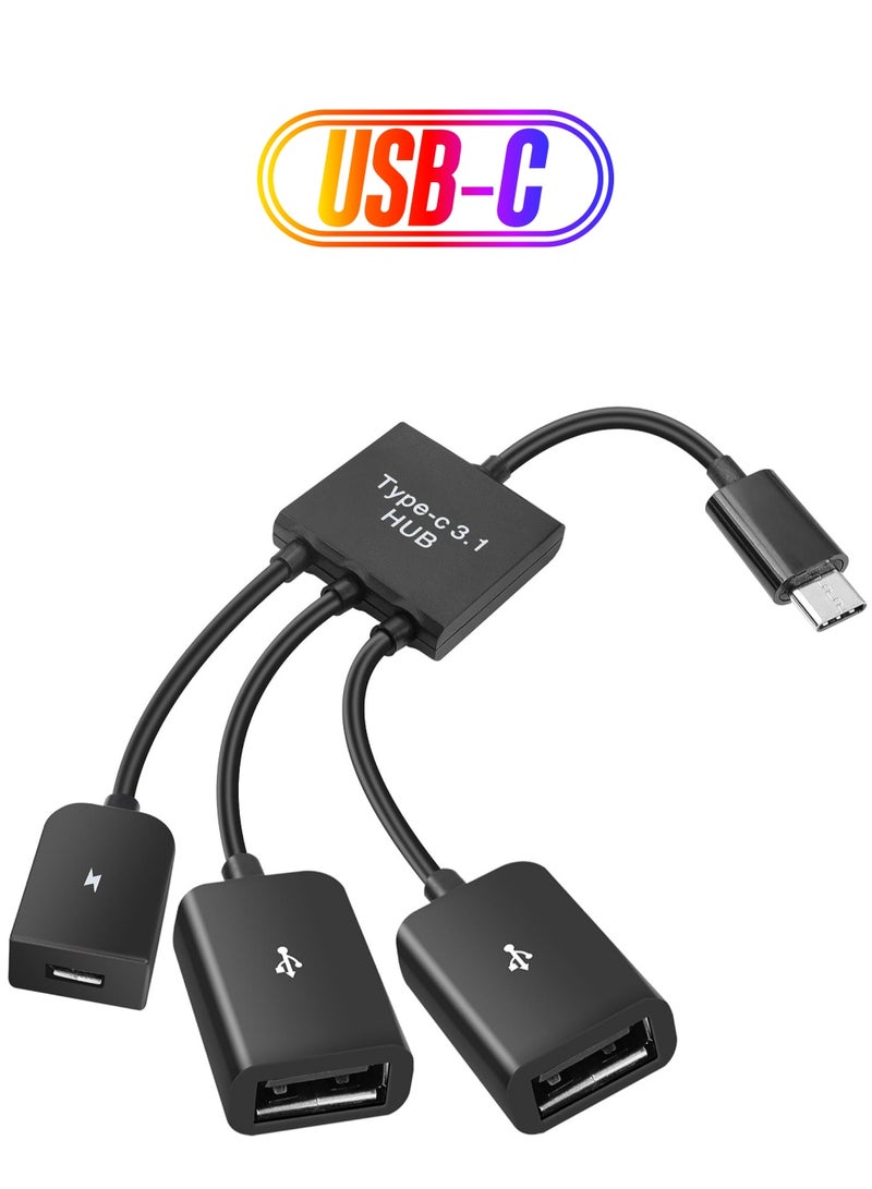 KASTWAVE محول USB C إلى USB OTG مزدوج، موزع موزع OTG بأربعة منافذ من النوع C ذكر إلى 2 USB وMicro Female لأجهزة الكمبيوتر اللوحية التي تعمل بنظام Android والهواتف الذكية والمزيد - Image 1