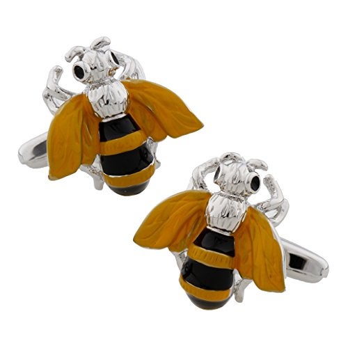 MRCUFF Bumblebee Honey Bee Pair Cufflinks in a Presentation Gift Box & Polishing Cloth - Image 1