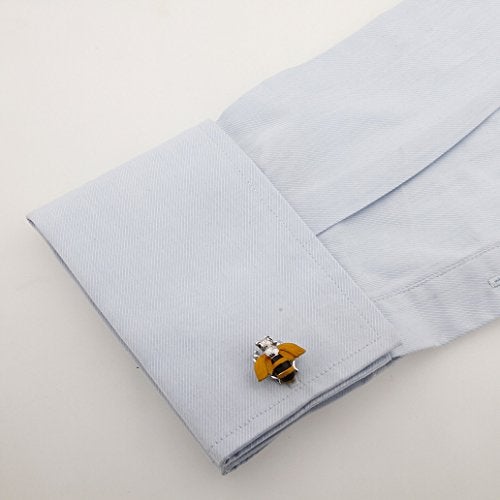 MRCUFF Bumblebee Honey Bee Pair Cufflinks in a Presentation Gift Box & Polishing Cloth - Image 3
