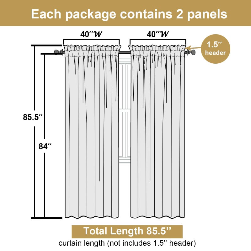 Lecloud Bessie Light Filtering Curtain for Windows Set of 2  Faux Linen Textured Curtain Drapes  84Inch Length Curtains for French Window (Each 40 W x 84 L  2 Panels Set  Linen) - Image 4
