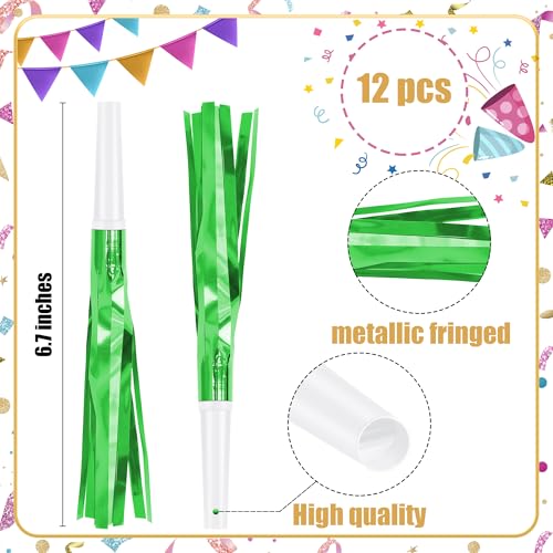 Twavang 12 Pcs Glitter Noise Makers Metallic Fringed Party Blower for Adults Birthday Graduation New Years Party Favors Supplies Green - Image 5