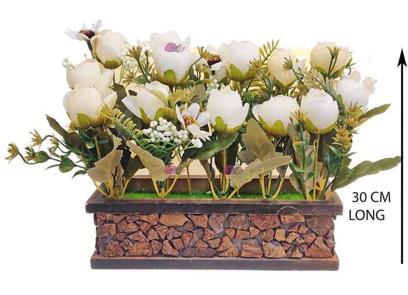 ARTSY® Artificial Flowers Plant with Pot for Home Decor, Office Decor, Craft and DIY, Combo, Flower with Pot, White 1 Piece - Image 3
