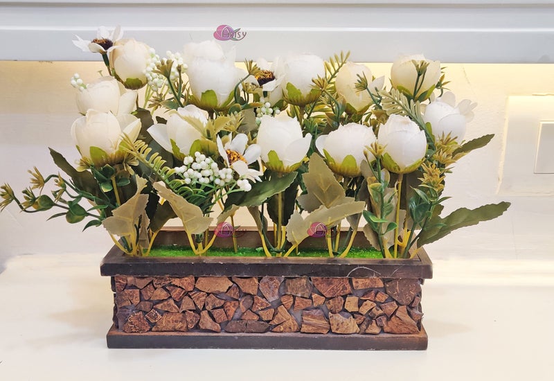 ARTSY® Artificial Flowers Plant with Pot for Home Decor, Office Decor, Craft and DIY, Combo, Flower with Pot, White 1 Piece - Image 4