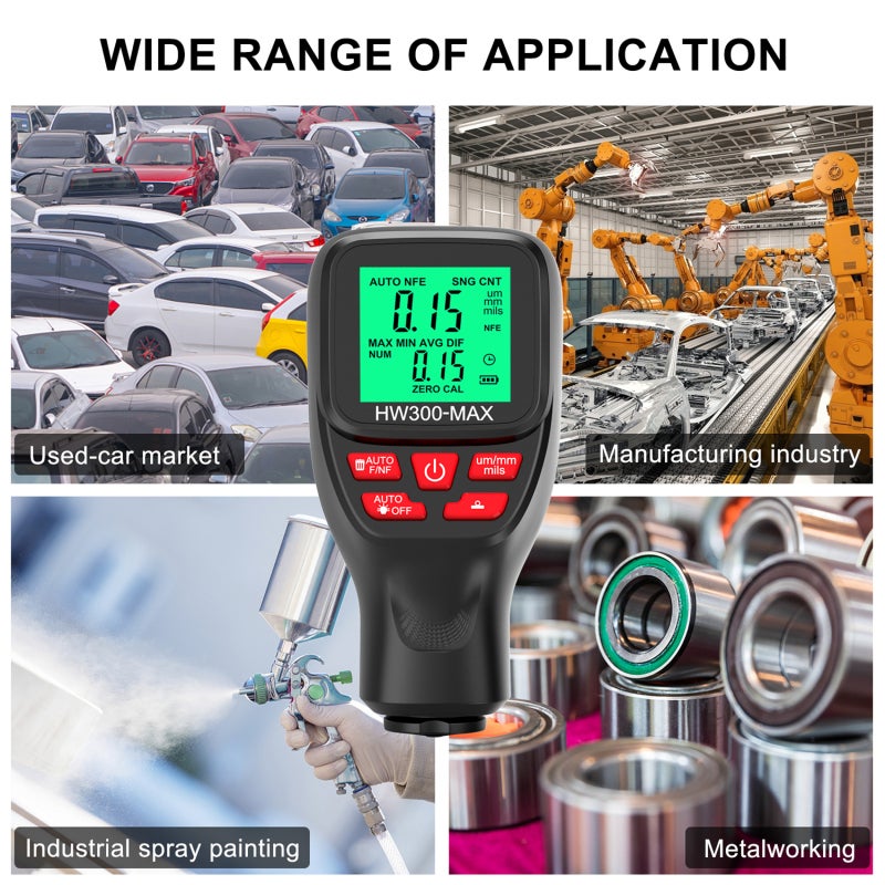 0-2000UM Thickness Gauge High Precise LCD Digital Automobile Film Thickness Meter Car Paint Coating Thickness Tester Three Probe Modes Three Units Switching with Zeroing Calibration Function - Image 3