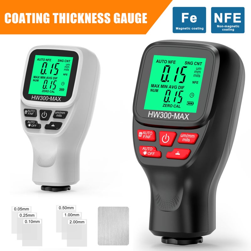 0-2000UM Thickness Gauge High Precise LCD Digital Automobile Film Thickness Meter Car Paint Coating Thickness Tester Three Probe Modes Three Units Switching with Zeroing Calibration Function - Image 2