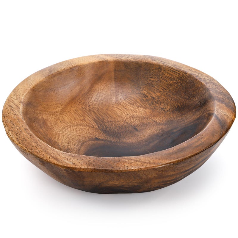 ZENFUN Wooden Decorative Bowl, Wood Round Serving Bowl, Walnut Tray Dish Kitchen Dining for Fruits, 9.4" Diameter x 2.5" Height, Seamless - Image 1