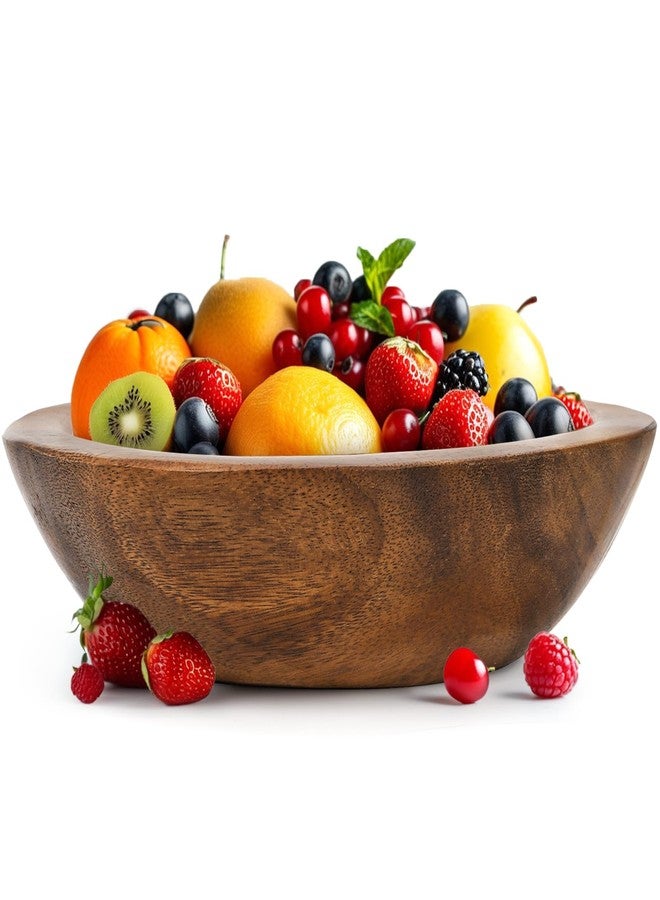 ZENFUN Wooden Decorative Bowl, Wood Round Serving Bowl, Walnut Tray Dish Kitchen Dining for Fruits, 9.4" Diameter x 2.5" Height, Seamless - Image 3