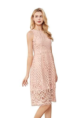 VEIISAR Womens Fashion Sleeveless Lace Fit Elegant Cocktail Party Dress Pink XL - Image 5