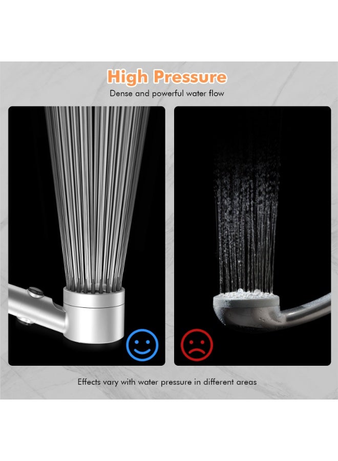 FEELSO Hard Water Filter Shower Head with 15 Stage Filter, 3+1 Spray Jet Modes High Pressure Shower Head and 1.5m Hose, Handheld Massage Shower Filter for Residual Chlorine Remove Silver - Image 5