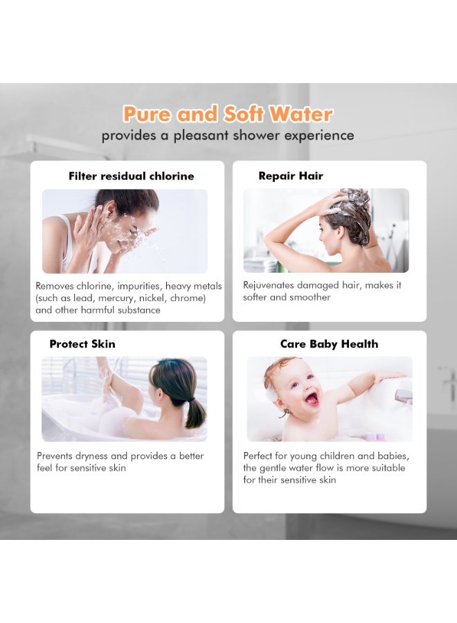 FEELSO Hard Water Filter Shower Head with 15 Stage Filter, 3+1 Spray Jet Modes High Pressure Shower Head and 1.5m Hose, Handheld Massage Shower Filter for Residual Chlorine Remove Silver - Image 4