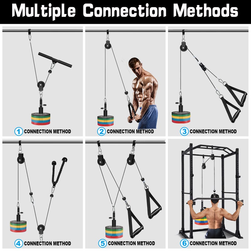 SERTT Weight Cable Pulley System Gym, Upgraded Cable Pulley Attachments for Gym LAT Pull Down, Biceps Curl, Tricep, Arm Workouts - Weight Pulley System Home Gym Add On Equipment - Image 3