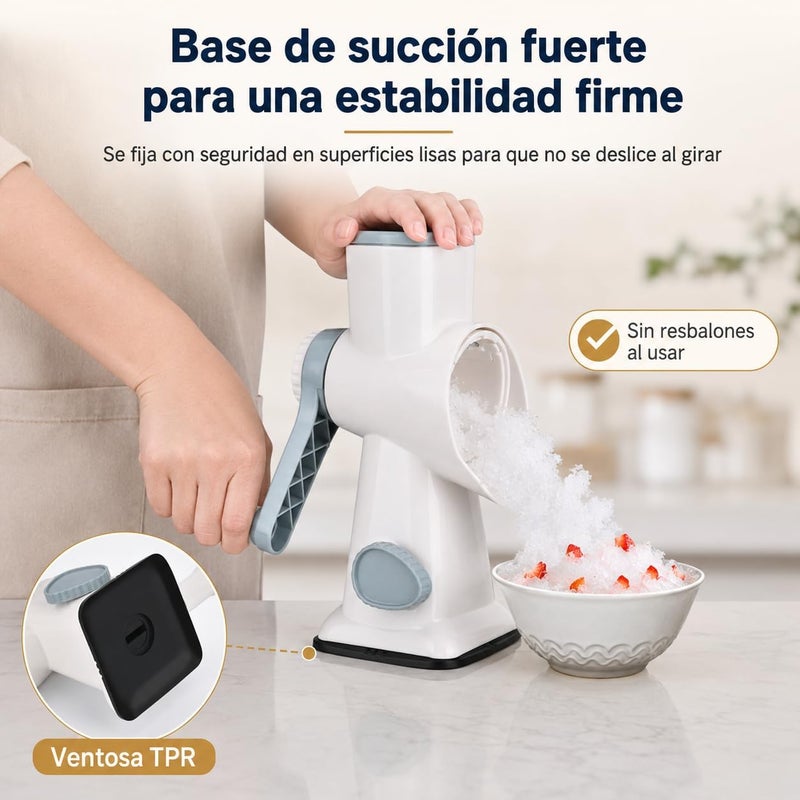 QUELIEN Manual Ice Crusher & Slushy Maker, Portable Crushed Ice Maker with Stainless Steel Blades, Non-Slip Suction Base & Hand Crank - Easy to Clean, Ideal Ice Crusher for Summer Drinks at Home - Image 4