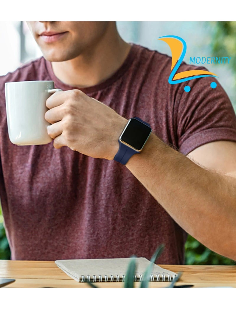 Modernity حزام قابل للطي مغناطيسي أزرق داكن من MODERNITY لساعة Apple Watch - حزام 41 مم 40 مم 38 مم - سوار Solo Loop من السيليكون متوافق مع iWatch Series 9 و8 و7 و5 وSE6 و3 - للرجال والنساء!  - Image 5