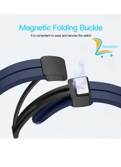 Modernity MODERNITY Midnight Blue Magnetic Folding Buckle Strap for Apple Watch - Band 41mm 40mm 38mm - Solo loop Bracelet Silicone Band Compatible for iWatch Series 9, 8, 7, 5, SE6, 3 - For Men & Women!  - Image 4