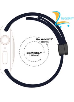 Modernity MODERNITY Midnight Blue Magnetic Folding Buckle Strap for Apple Watch - Band 41mm 40mm 38mm - Solo loop Bracelet Silicone Band Compatible for iWatch Series 9, 8, 7, 5, SE6, 3 - For Men & Women!  - Image 2
