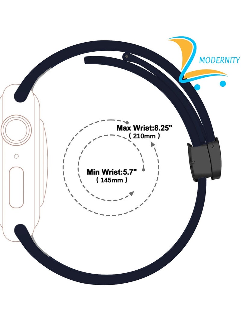 Modernity حزام قابل للطي مغناطيسي أزرق داكن من MODERNITY لساعة Apple Watch - حزام 41 مم 40 مم 38 مم - سوار Solo Loop من السيليكون متوافق مع iWatch Series 9 و8 و7 و5 وSE6 و3 - للرجال والنساء!  - Image 2