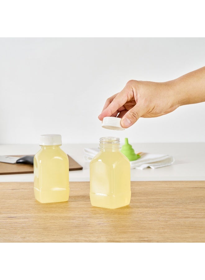 Restaurantware 8 Ounce Juice Bottles, 100 Disposable Clear Bottles With Caps - White Plastic Caps Included, Square, Clear Plastic Bottles For Juicing, Perfect For Juice Shops, Cafes And More - Image 5