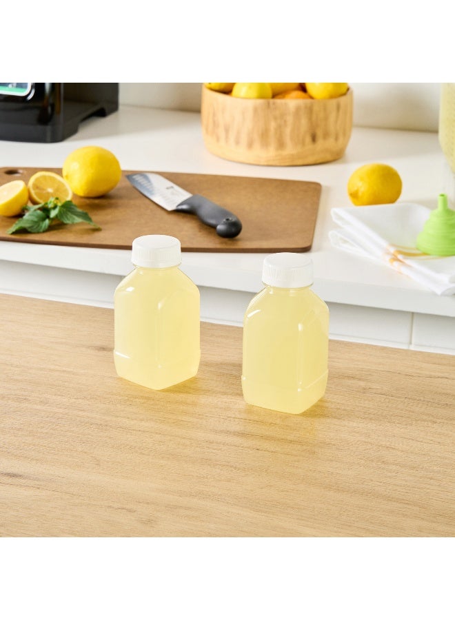 Restaurantware 8 Ounce Juice Bottles, 100 Disposable Clear Bottles With Caps - White Plastic Caps Included, Square, Clear Plastic Bottles For Juicing, Perfect For Juice Shops, Cafes And More - Image 4