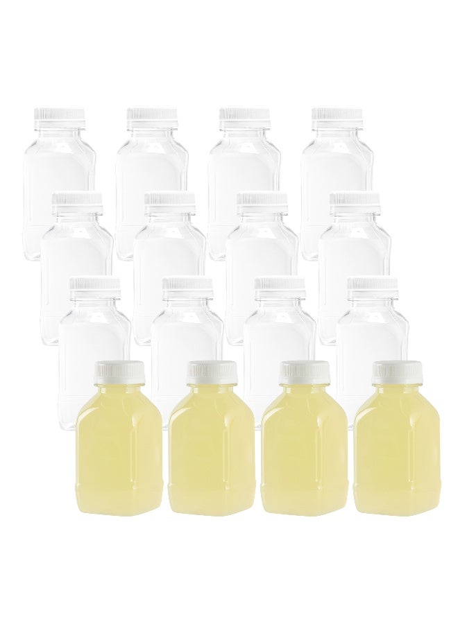 Restaurantware 8 Ounce Juice Bottles, 100 Disposable Clear Bottles With Caps - White Plastic Caps Included, Square, Clear Plastic Bottles For Juicing, Perfect For Juice Shops, Cafes And More - Image 2