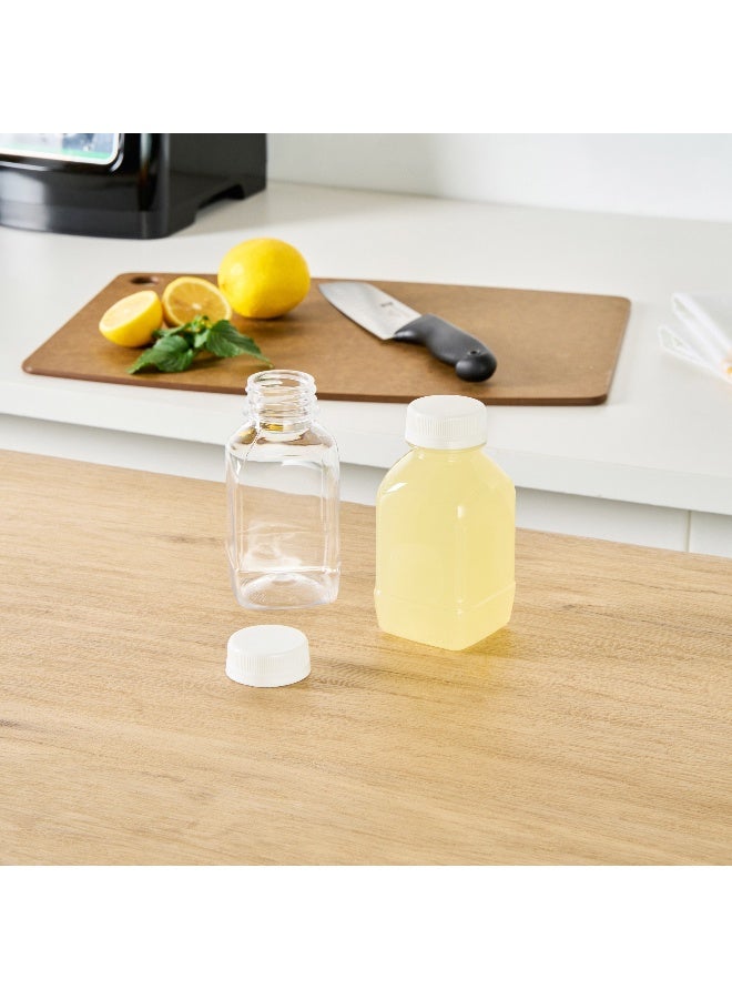 Restaurantware 8 Ounce Juice Bottles, 100 Disposable Clear Bottles With Caps - White Plastic Caps Included, Square, Clear Plastic Bottles For Juicing, Perfect For Juice Shops, Cafes And More - Image 3