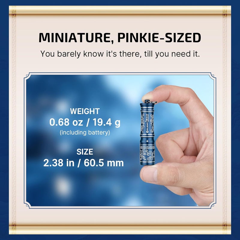 OLIGHT i3E EOS Mini Pocket Torch - 90 Lumens EDC Flashlight, Compact Keychain LED Lamp (Blue Porcelain) - Image 3