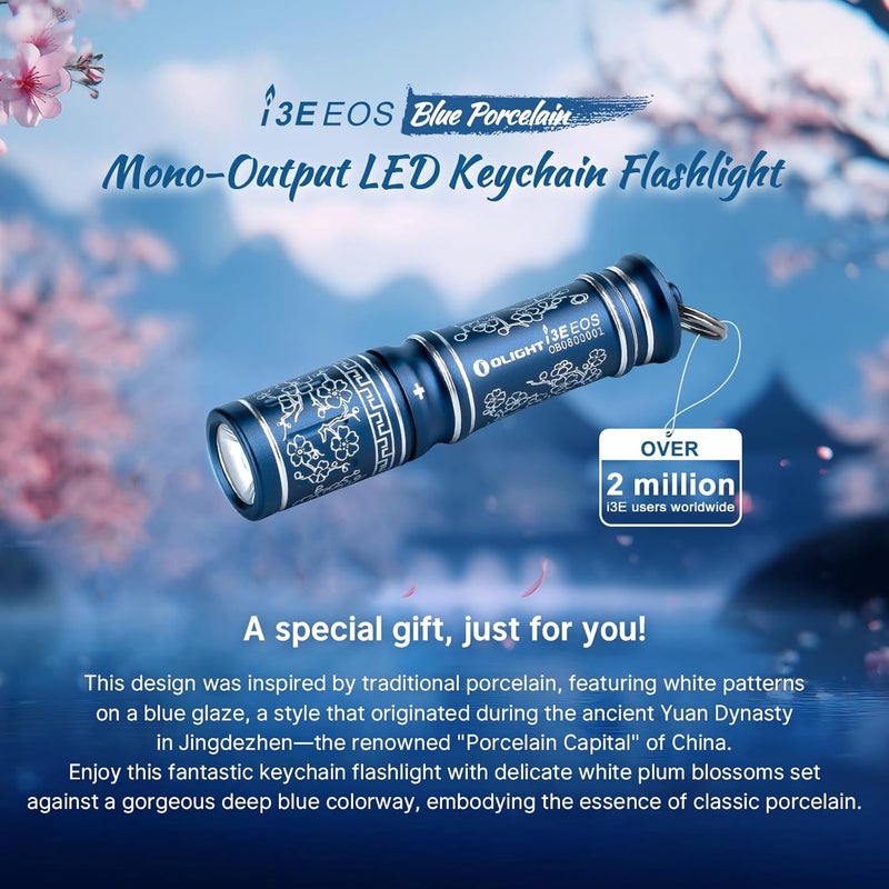 OLIGHT i3E EOS Mini Pocket Torch - 90 Lumens EDC Flashlight, Compact Keychain LED Lamp (Blue Porcelain) - Image 2