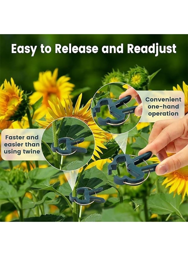Rubik 20 قطعة مشابك دعم النباتات للحديقة بحجمين، مشابك سيقان النباتات القابلة للتعديل للخضروات، الطماطم، الكروم (أخضر) - Image 4