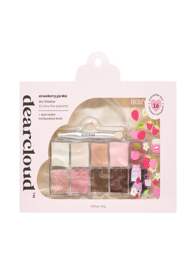 dearcloud Sky/Shadow - Strawberry Garden - eye shadow palette makeup with 10 Ultra-Fine Pigments & Dual-Ended eyeshadow brush - Korean beauty eye makeup (Strawberry Garden) - Image 1