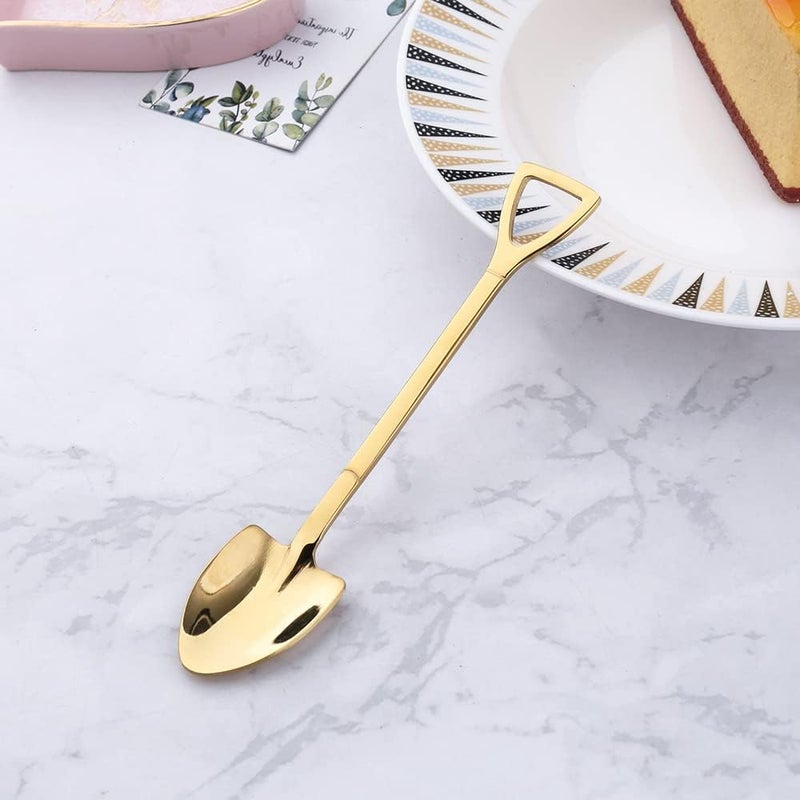 SZLFSX 10 Pack Shovel Shape Demitasse Espresso Mini Coffee Spoons, 4.7 Inches Stainless Steel, Gold - Image 2