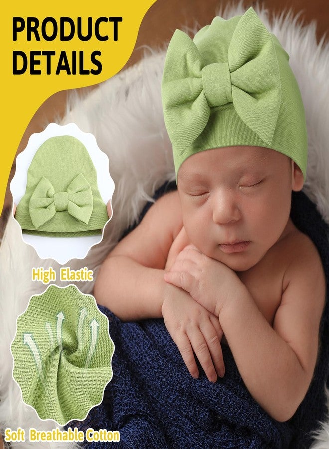 Cuffbow 4 Pcs Preemie Hats Bow Cap Warm Hospital Premature Baby Cotton Beanie for Premature Boy Girl Newborn 3-7 Lbs Infant, Lively Color, One Size - Image 4