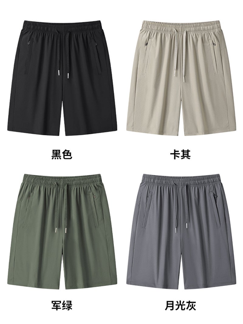 Summer Men'S High-Elastic Ice Silk Shorts Sports Five-Point Pants Vertical Stripes Summer Thin Beach Pants Can Be Printed With Logo - Image 3