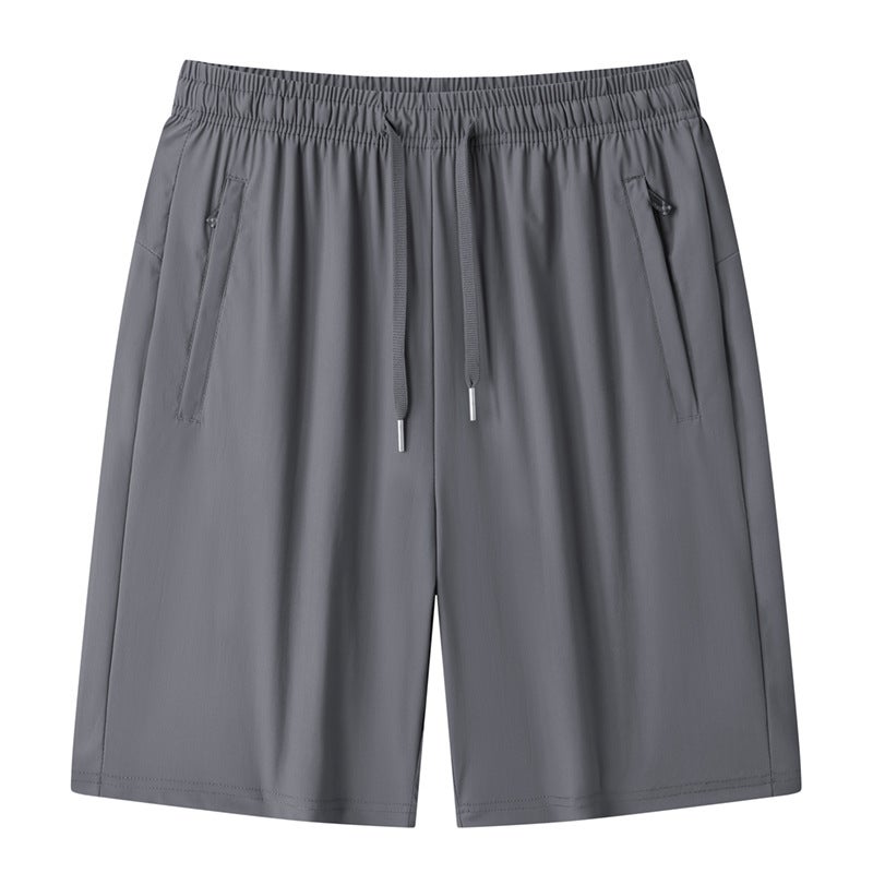 Summer Men'S High-Elastic Ice Silk Shorts Sports Five-Point Pants Vertical Stripes Summer Thin Beach Pants Can Be Printed With Logo - Image 1