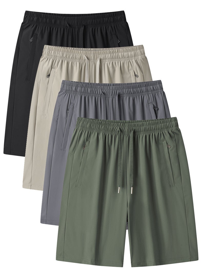Summer Men'S High-Elastic Ice Silk Shorts Sports Five-Point Pants Vertical Stripes Summer Thin Beach Pants Can Be Printed With Logo - Image 2