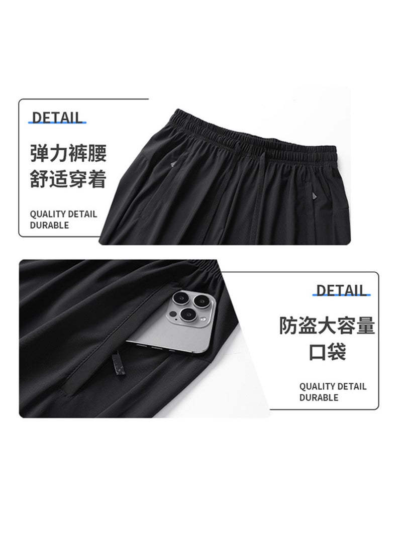 Summer Men'S High-Elastic Ice Silk Shorts Sports Five-Point Pants Vertical Stripes Summer Thin Beach Pants Can Be Printed With Logo - Image 5