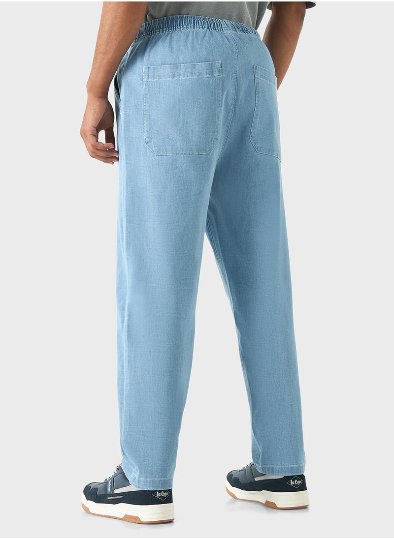 Lee Cooper Lee Cooper Solid Relaxed Fit Pants with Pockets  - Image 2